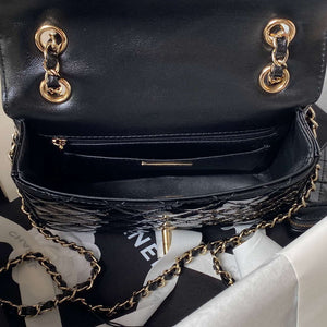 Chanel AS4647 Mini Flap Bag & STAR COIN PURSE Metallic Calfskin & Gold-Tone Metal Black - Default Title - View 8