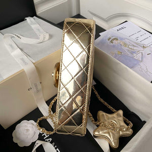 Chanel AS4648 Flap Bag & STAR COIN PURSE Mirror Calfskin Metallic Calfskin & Gold-Tone Metal Gold - Default Title - View 9