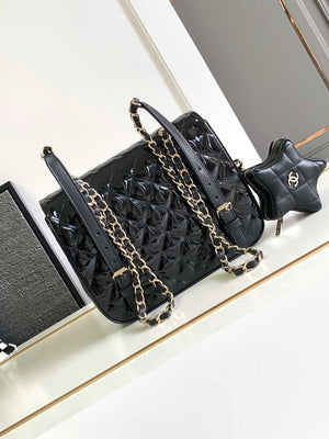 Chanel AS4649 BACKPACK & Star Coin Purse Metallic Calfskin & Gold-Tone Metal Black - Default Title - View 3