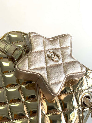 Chanel AS4649 BACKPACK & Star Coin Purse Metallic Calfskin & Gold-Tone Metal Light Gold - Default Title - View 7
