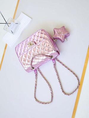 Chanel AS4649 BACKPACK & Star Coin Purse Metallic Calfskin & Gold-Tone Metal Purple - Default Title - View 6
