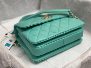 Chanel AS4654 Trendy CC Flap Bag With Top Handle Blue Lambskin Multicolor Logo - Default Title - View 4