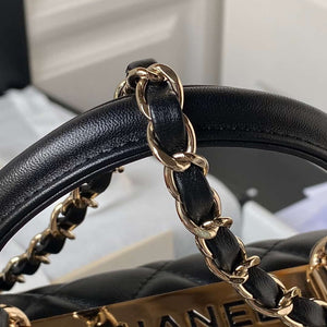 Chanel AS4654 Trendy CC Flap Bag With Top Handle Lambskin & Gold-Tone Metal Black - Default Title - View 5