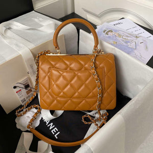 Chanel AS4654 Trendy CC Flap Bag With Top Handle Lambskin & Gold-Tone Metal Orange - Default Title - View 6