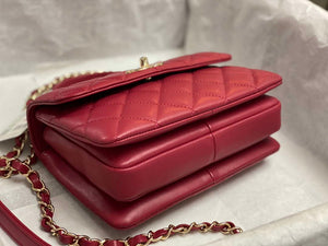 Chanel AS4654 Trendy CC Flap Bag With Top Handle Lambskin & Gold-Tone Metal Wine Red - Default Title - View 4