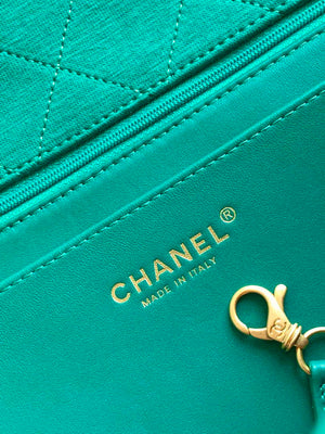 Chanel AS4661 Flap Bag CF Airport Calfskin & Gold-Tone Metal Green - Default Title - View 9