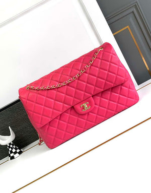 Chanel AS4661 Flap Bag CF Airport Calfskin & Gold-Tone Metal Rose Red - Default Title - View 1