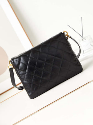 Chanel AS4668 Large Hobo Bag Shiny Calfskin & Gold-Tone Metal Black - Default Title - View 5