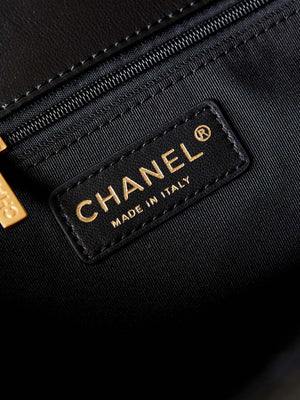 Chanel AS4668 Large Hobo Bag Shiny Calfskin & Gold-Tone Metal Black - Default Title - View 8