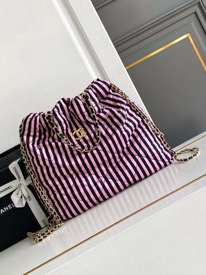 Chanel AS4692 Large Backpack Printed Fabric & Gold Metal Black & Pink - Default Title - View 1