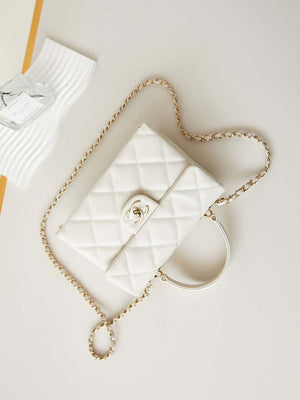 Chanel AS4711 Kelly Bag Calfskin gold tone metal White - Default Title - View 7