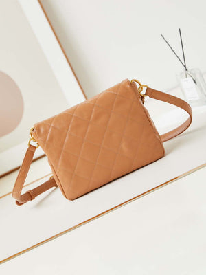 Chanel AS4743 Hobo Handbag Shiny Calfskin & Gold-Tone Metal Camel - Default Title - View 4