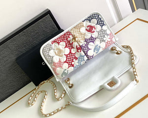 Chanel AS4773 Flap bag Lace Patchwork & Gold-Tone Metal White & Multicolor - Default Title - View 5