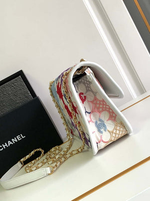 Chanel AS4773 Flap bag Lace Patchwork & Gold-Tone Metal White & Multicolor - Default Title - View 9