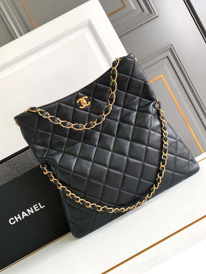 Chanel AS4777 24P New Hobo Bag Black Lambskin - Default Title - View 1