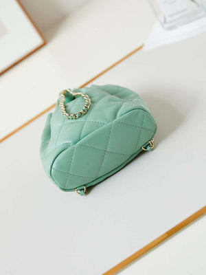 Chanel AS4810 Backpack Shiny Lambskin & Gold-Tone Metal Green - Default Title - View 6