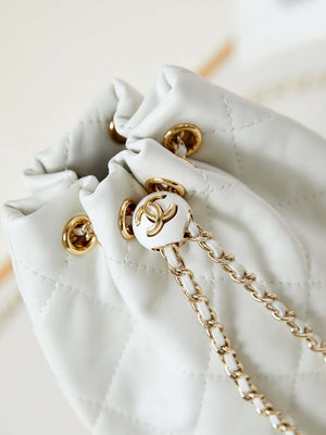 Chanel AS4810 Backpack Shiny Lambskin & Gold-Tone Metal White - Default Title - View 2