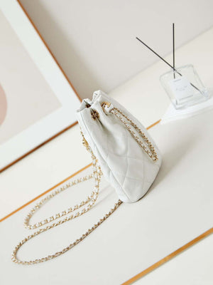 Chanel AS4810 Backpack Shiny Lambskin & Gold-Tone Metal White - Default Title - View 3