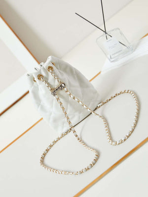 Chanel AS4810 Backpack Shiny Lambskin & Gold-Tone Metal White - Default Title - View 5