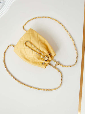 Chanel AS4810 Backpack Shiny Lambskin & Gold-Tone Metal Yellow - Default Title - View 7