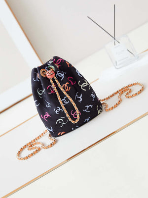 Chanel AS4810 Printed Fabric & Gold Metal Black & Multicolour - Default Title - View 1