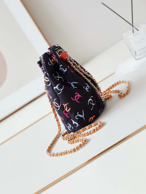 Chanel AS4810 Printed Fabric & Gold Metal Black & Multicolour - Default Title - View 3