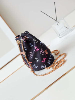 Chanel AS4810 Printed Fabric & Gold Metal Black & Multicolour - Default Title - View 4