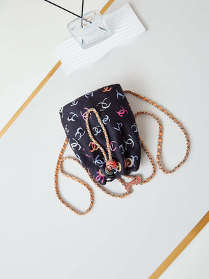 Chanel AS4810 Printed Fabric & Gold Metal Black & Multicolour - Default Title - View 7