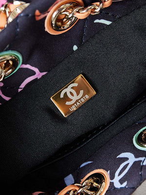 Chanel AS4810 Printed Fabric & Gold Metal Black & Multicolour - Default Title - View 9