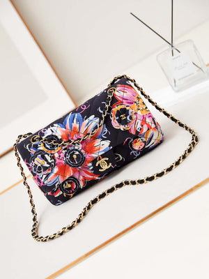 Chanel AS4842 Flap Printed Fabric & Gold Metal Black & Multicolour - Default Title - View 1