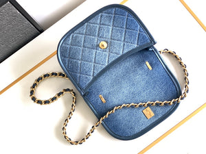 Chanel AS4845 Messenger Bag Denim Blue & Gold-Tone Metal - Default Title - View 6