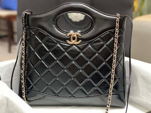 Chanel AS4853 Shopping Bag Shiny Lambskin & Gold-Tone Metal Black - Default Title - View 1