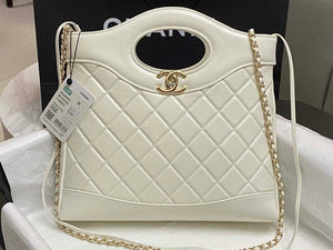 Chanel AS4853 Shopping Bag Shiny Lambskin & Gold-Tone Metal White - Default Title - View 2