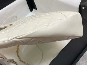 Chanel AS4853 Shopping Bag Shiny Lambskin & Gold-Tone Metal White - Default Title - View 4
