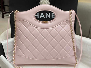 Chanel AS4853 Shopping Bag Shiny Lambskin & Gold-Tone Metal Light Pink - Default Title - View 3