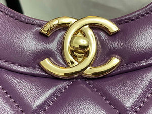 Chanel AS4853 Shopping Bag Shiny Lambskin & Gold-Tone Metal Purple - Default Title - View 6