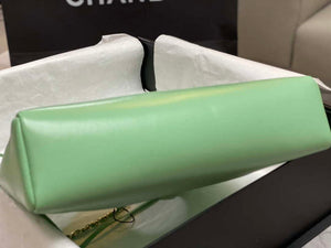 Chanel AS4853 Shopping Bag Shiny Lambskin & Gold-Tone Metal Green - Default Title - View 6
