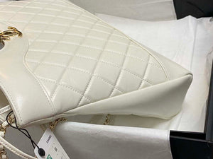 Chanel AS4854 Shopping Bag Shiny Lambskin & Gold-Tone Metal White - Default Title - View 4