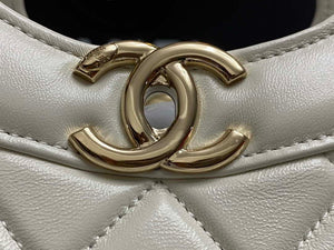 Chanel AS4854 Shopping Bag Shiny Lambskin & Gold-Tone Metal White - Default Title - View 5
