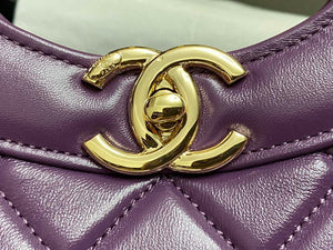 Chanel AS4854 Shopping Bag Shiny Lambskin & Gold-Tone Metal Purple - Default Title - View 6