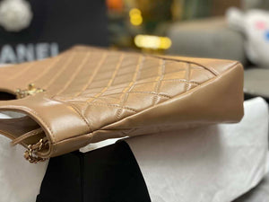 Chanel AS4854 Shopping Bag Shiny Lambskin & Gold-Tone Metal Brown - Default Title - View 5