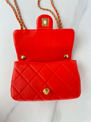 Chanel AS4861 Small Flap Bag Pearly Lambskin Imitation Pearls & Gold-Tone Metal Red - Default Title - View 6