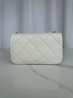 Chanel AS4861 Small Flap Bag Pearly Lambskin Imitation Pearls & Gold-Tone Metal White - Default Title - View 3