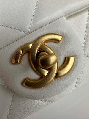 Chanel AS4861 Small Flap Bag Pearly Lambskin Imitation Pearls & Gold-Tone Metal White - Default Title - View 5
