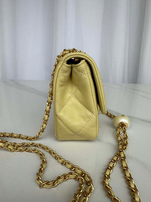 Chanel AS4861 Small Flap Bag Pearly Lambskin Imitation Pearls & Gold-Tone Metal Yellow - Default Title - View 2