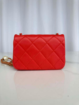 Chanel AS4868 Mini Flap Bag Pearly Lambskin Imitation Pearls & Gold-Tone Metal Red - Default Title - View 2