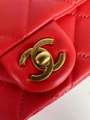 Chanel AS4868 Mini Flap Bag Pearly Lambskin Imitation Pearls & Gold-Tone Metal Red - Default Title - View 5