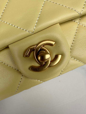 Chanel AS4868 Mini Flap Bag Pearly Lambskin Imitation Pearls & Gold-Tone Metal Yellow - Default Title - View 5