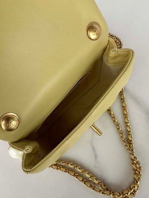 Chanel AS4868 Mini Flap Bag Pearly Lambskin Imitation Pearls & Gold-Tone Metal Yellow - Default Title - View 8