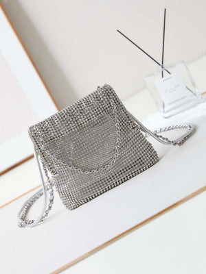 Chanel AS4894 Mini Handbag 22 bag evening bag Strass Silver-Tone Metal Silver - Default Title - View 5